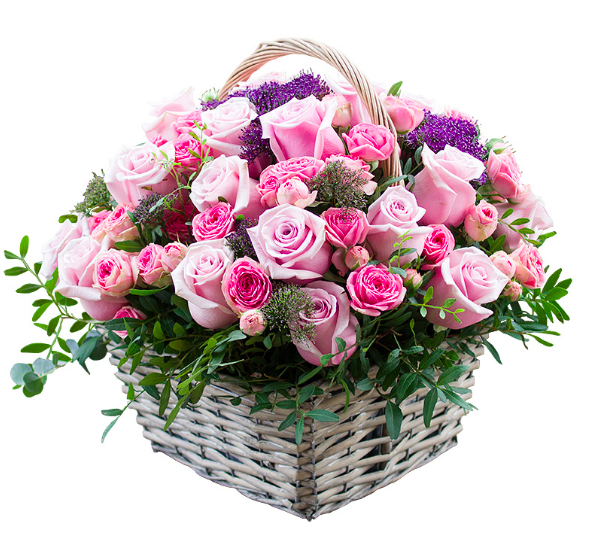 Корзина цветов с днем рождения, букеты цветов в корзине с доставкой.
