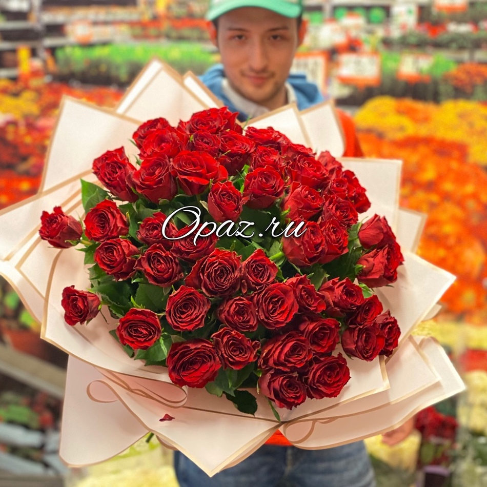 51 роза Голландия Premium 50см в оформлении №РС-129