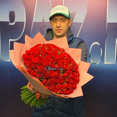 101 роза Кения Premium 40/45см в оформлении №РС-154