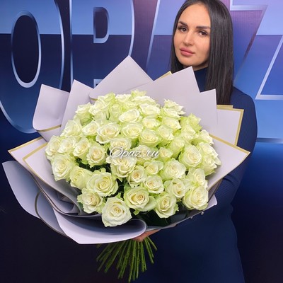 51 роза Голландия Premium 50/55см в оформлении №РС-141