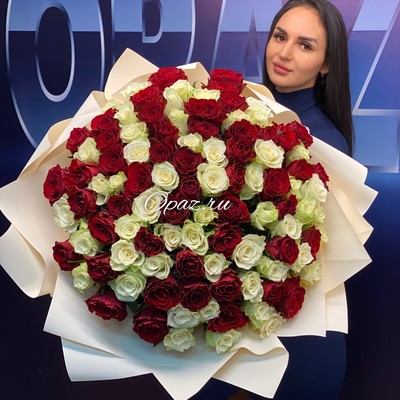 101 роза Голландия Premium 50/55м в оформлении №РС-147